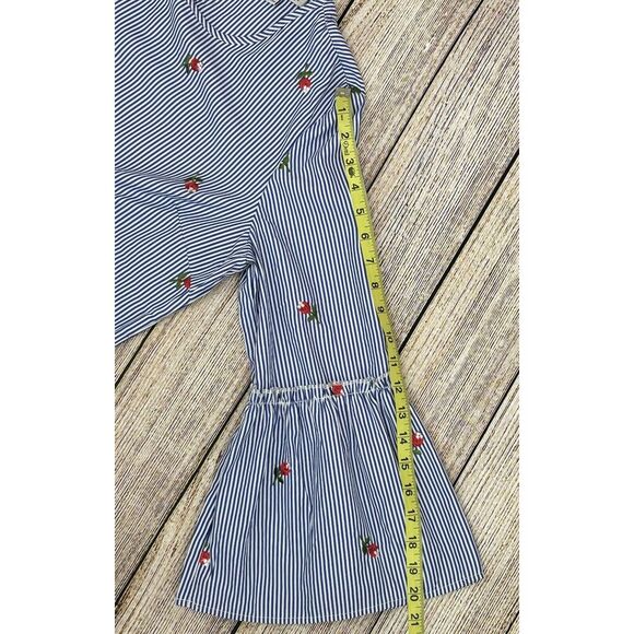 Kontrol Blouse Size‎ Large Contemporary Striped Rose Embroidered Bell Sleeve - Picture 7 of 7